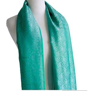 MINT GREEN PAISLEY SCARF FRINGES RECTANGULAR SPRING SUMMER LIGHTWEIGHT